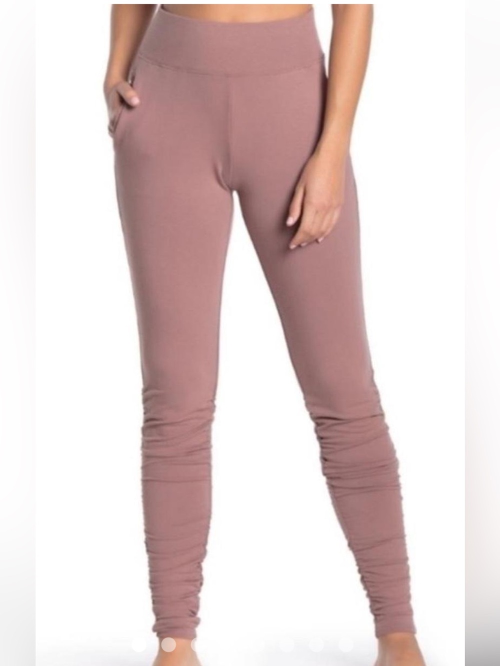 Women’s High-Waist Mauve Leggings with Ruched Ankles
